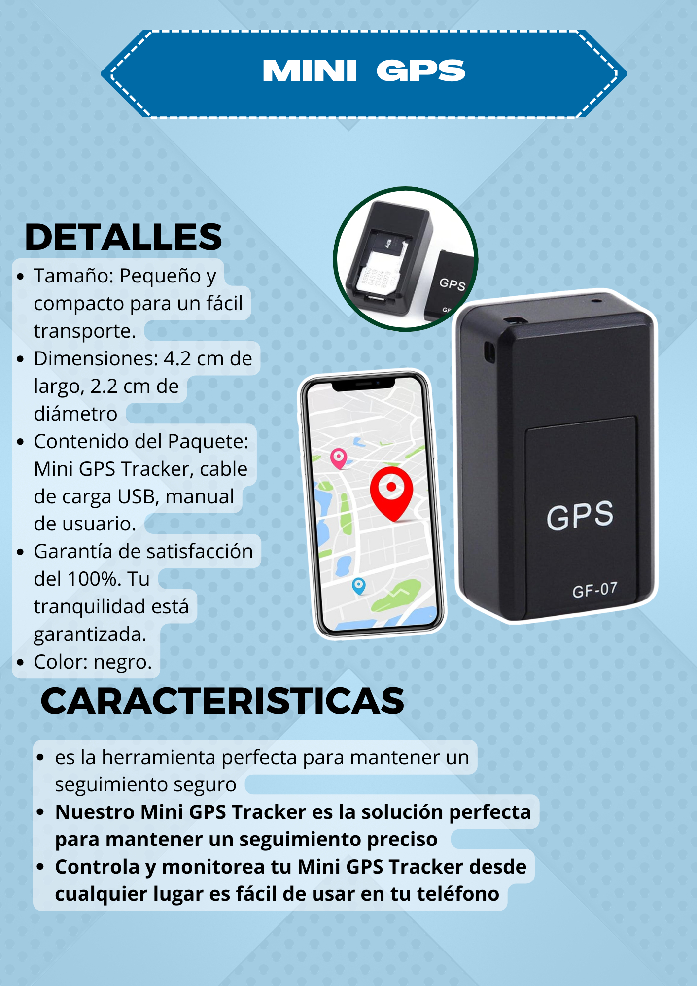 GPS Tracker Mini Tiempo real Oculto Espía Vehículos Dispositivos de Rastreo de Niños Magnético