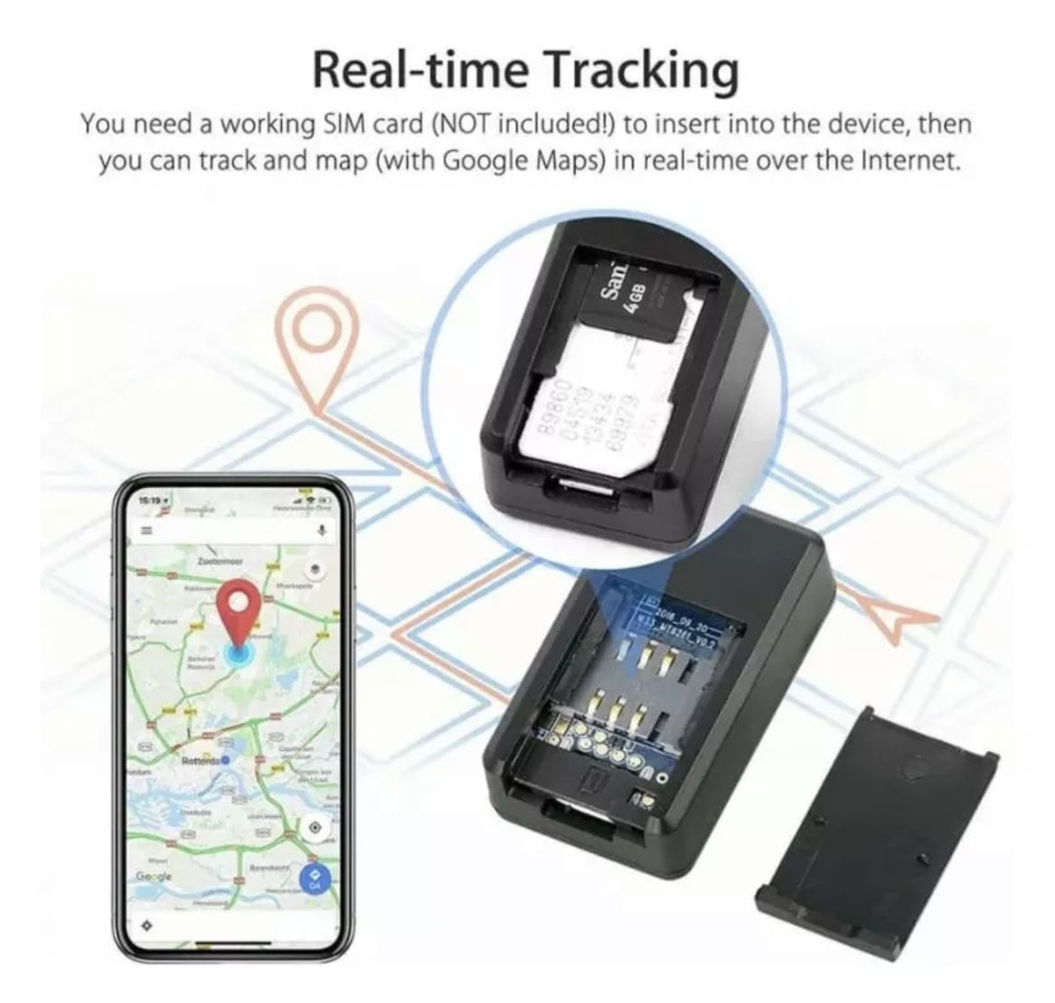 GPS Tracker Mini Tiempo real Oculto Espía Vehículos Dispositivos de Rastreo de Niños Magnético